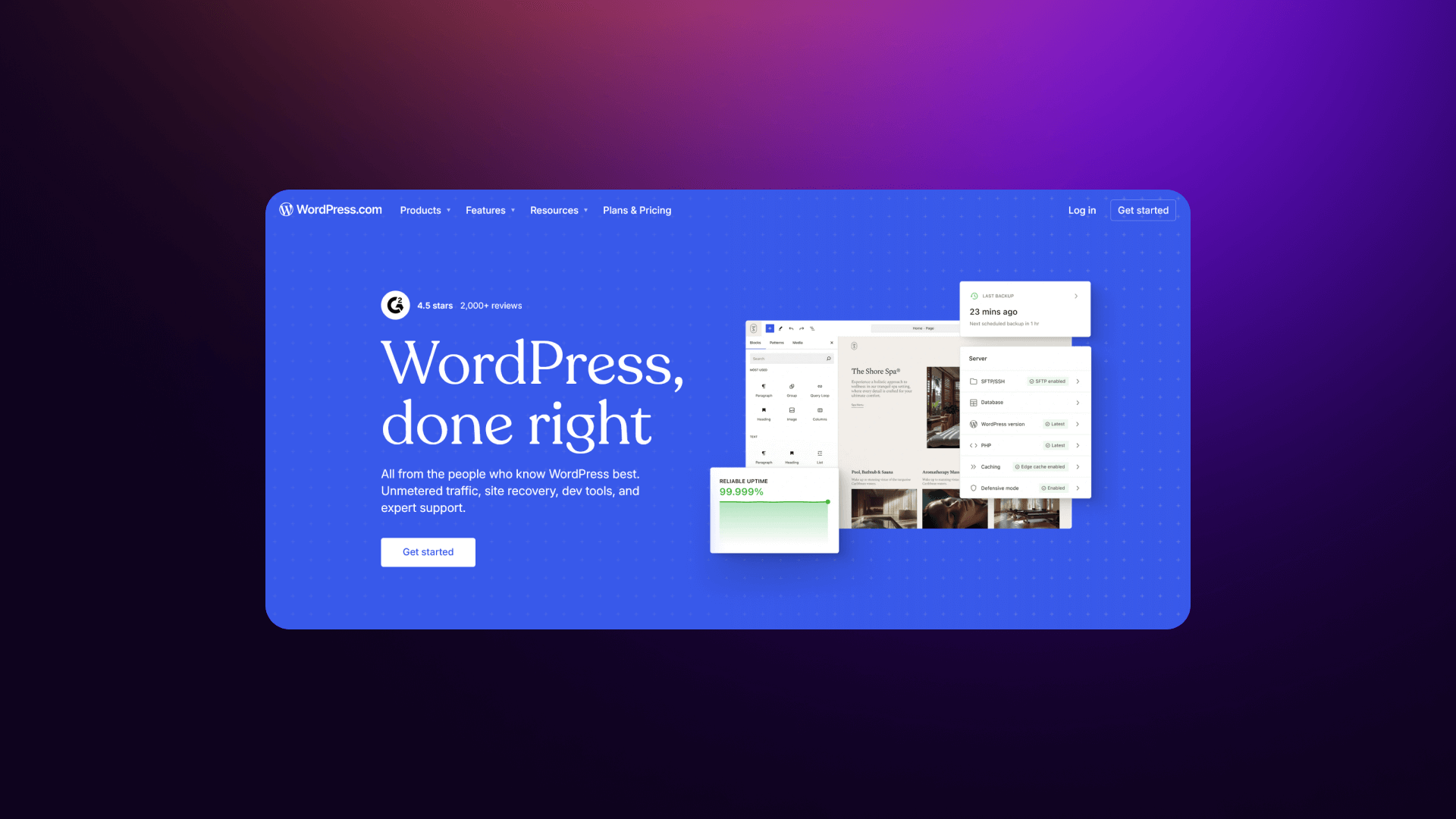 Screenshot of WordPress home page.