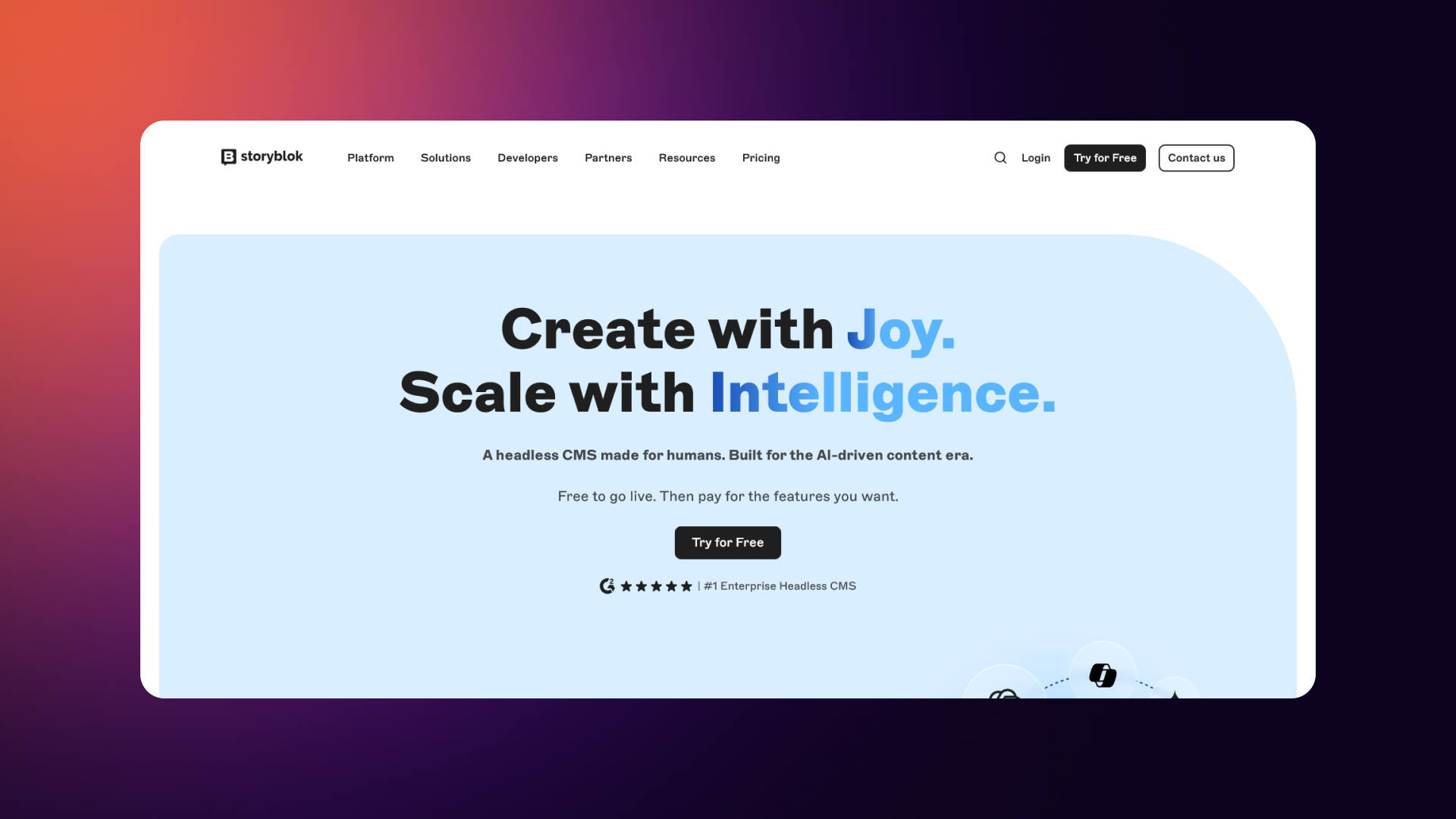 Screenshot of the Storyblok.com homepage.