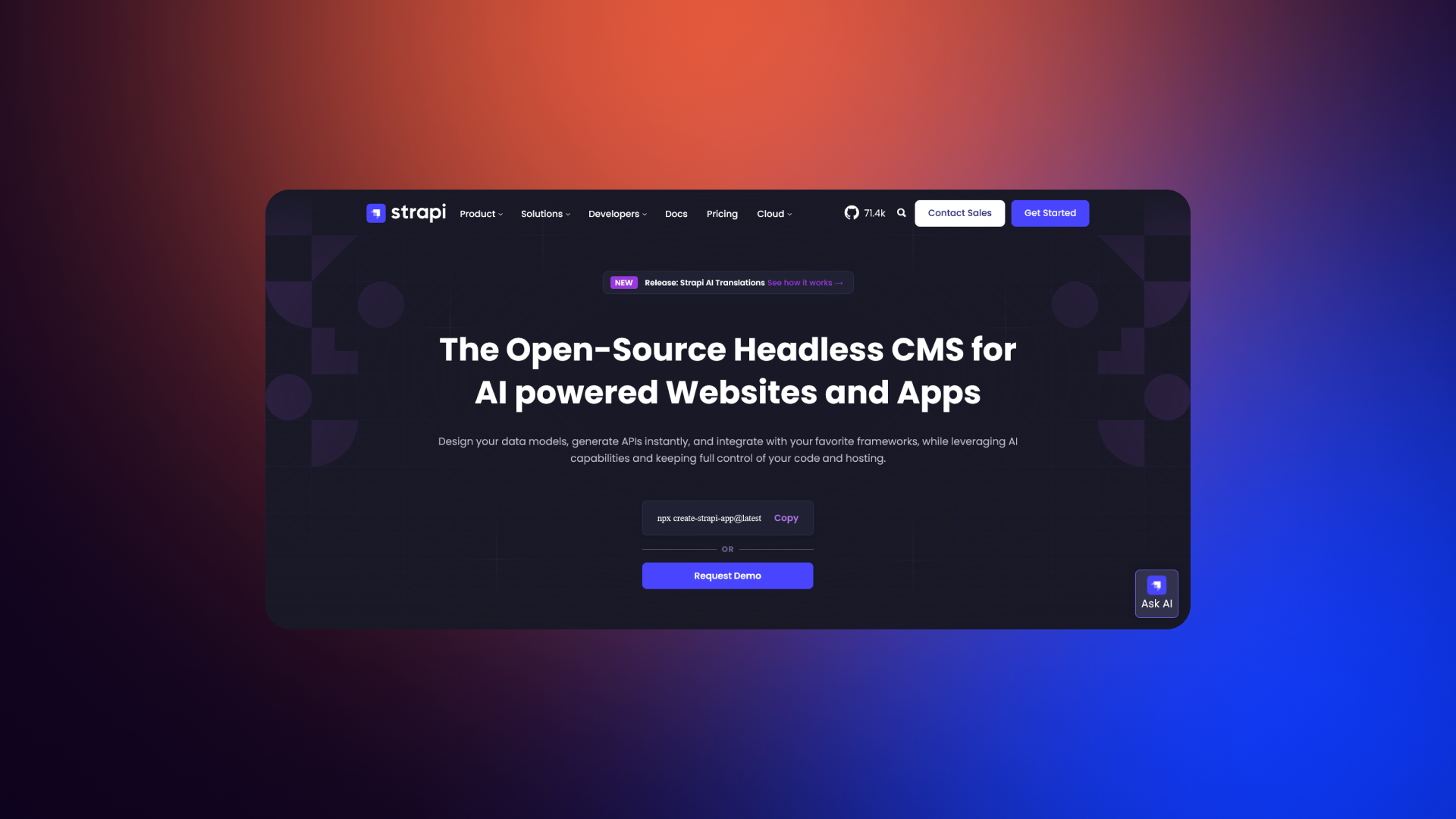 Dashboard view of Hygraph (formerly GraphCMS) highlighting its GraphQL-native architecture and content federation capabilities.