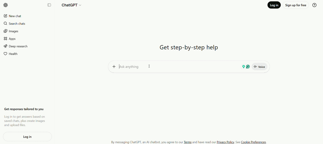 ChatGPT generating a general-purpose blog post.