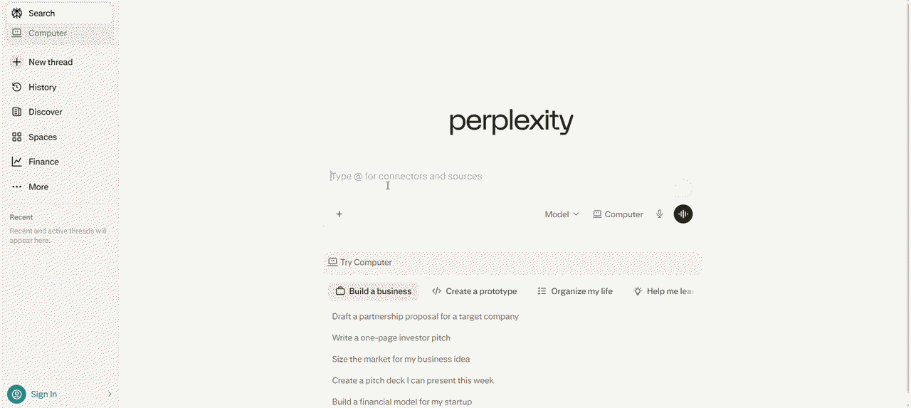 Perplexity providing research results with citations.