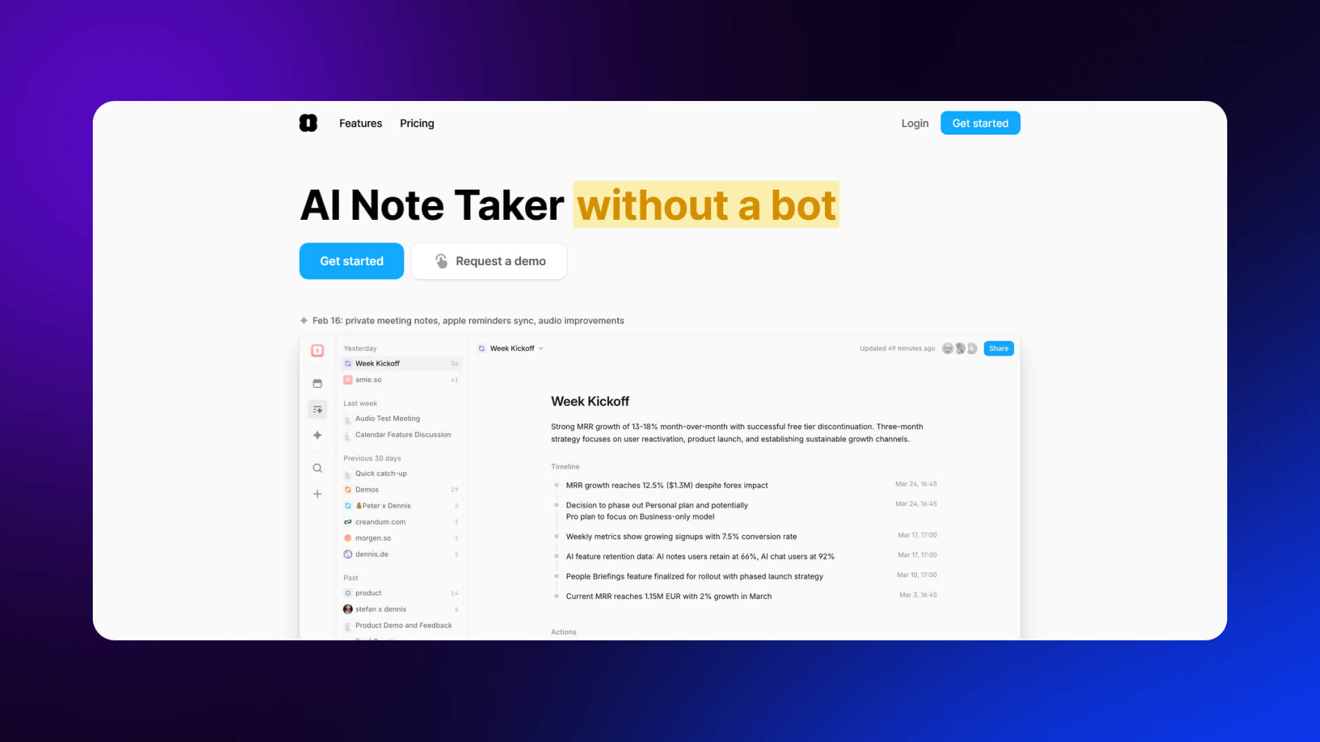 Amie home page using playful visuals, minimal text, clear single CTA, and strong brand personality to create an engaging experience.