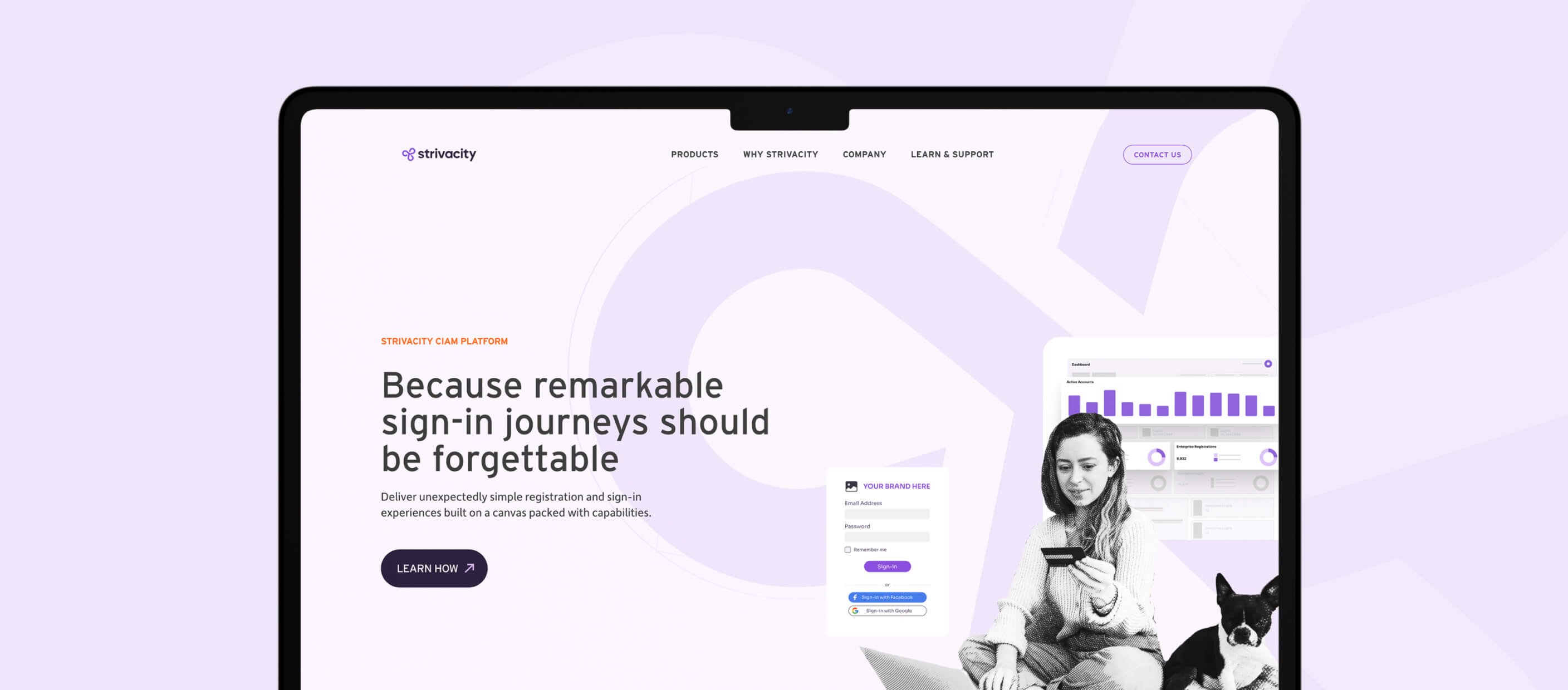 Strivacity website displayed on MacBook Mockup
