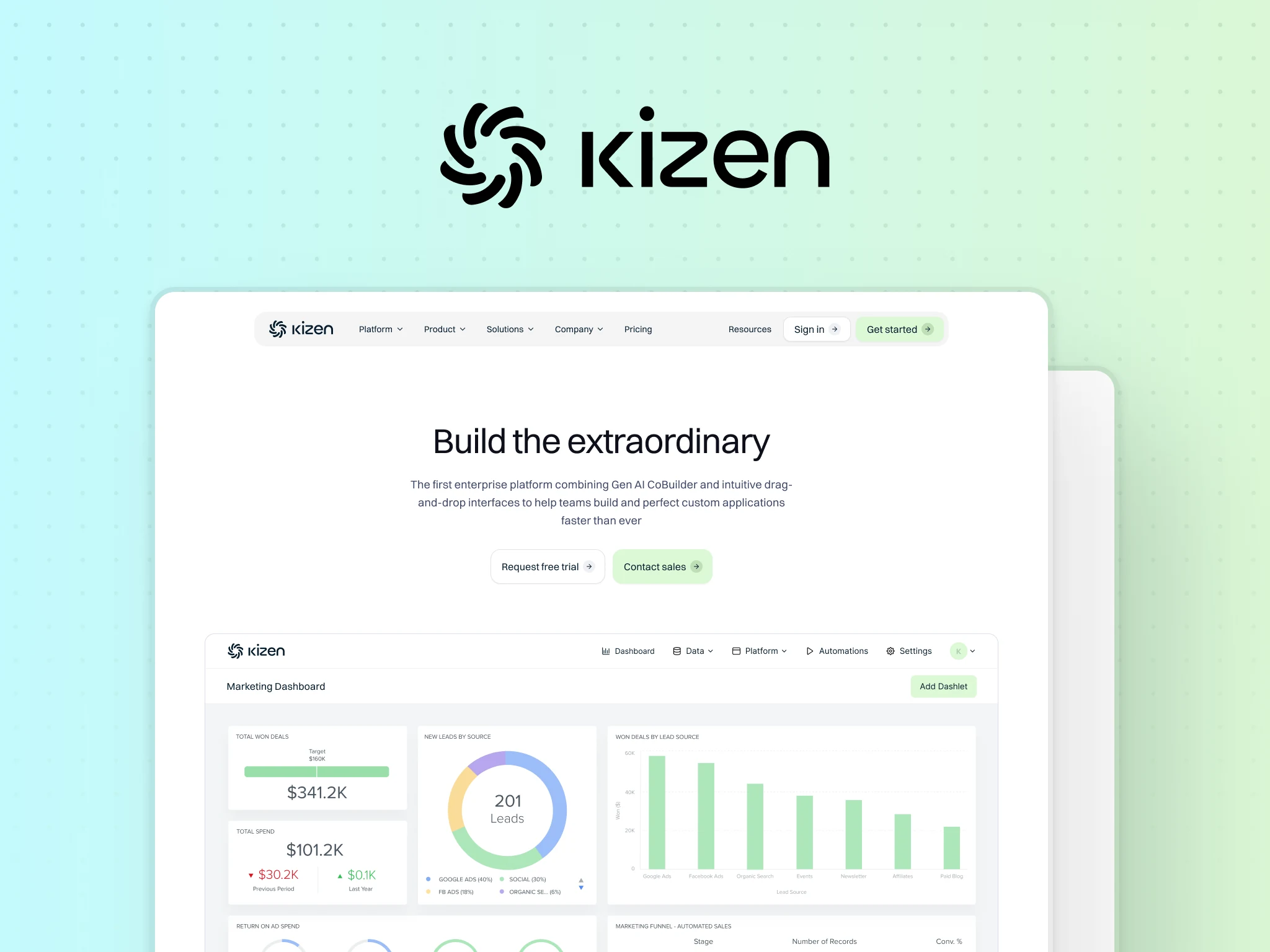Laptop with the Kizen website inside.