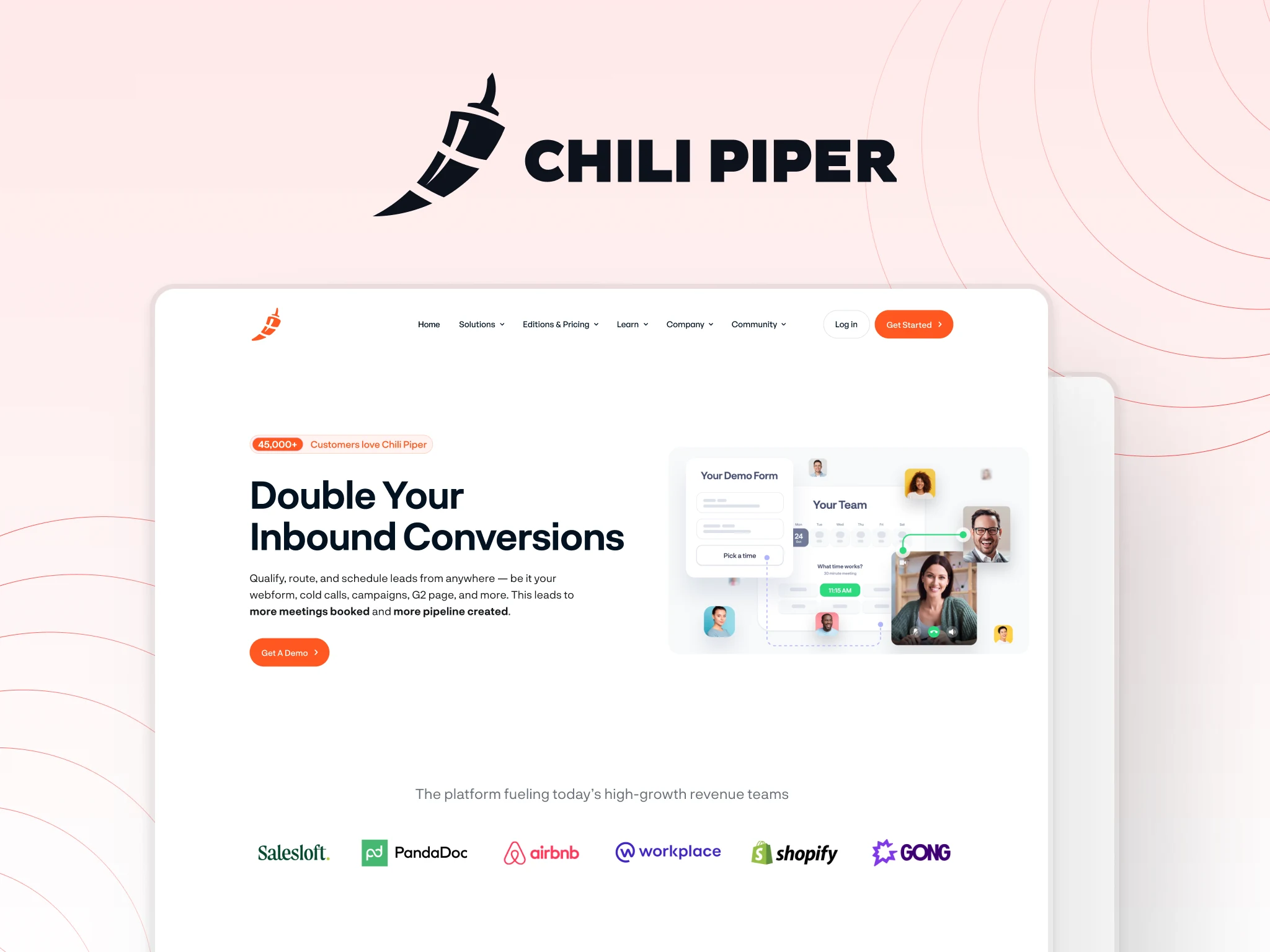 Laptop Mockup of the Chilipiper website