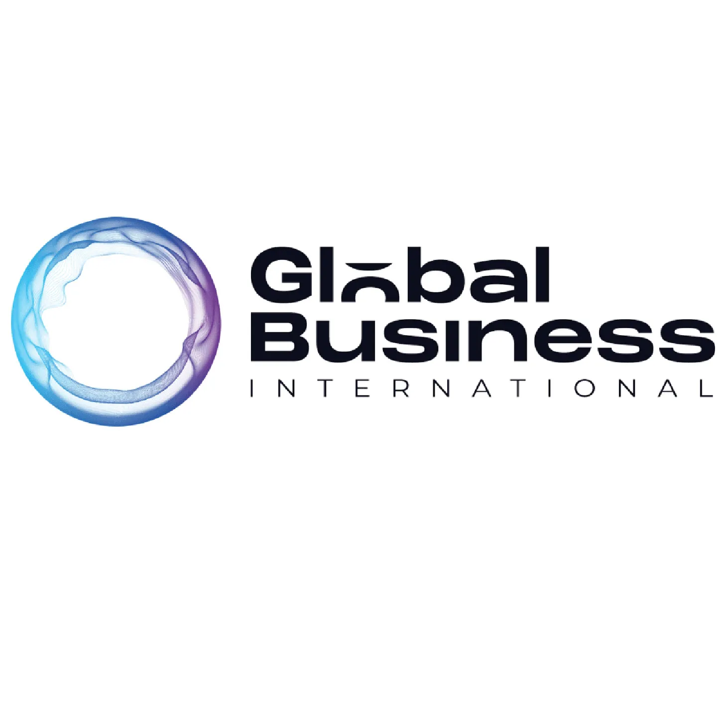 Logo for Global Business International with a circular blue-purple gradient design on the left.
