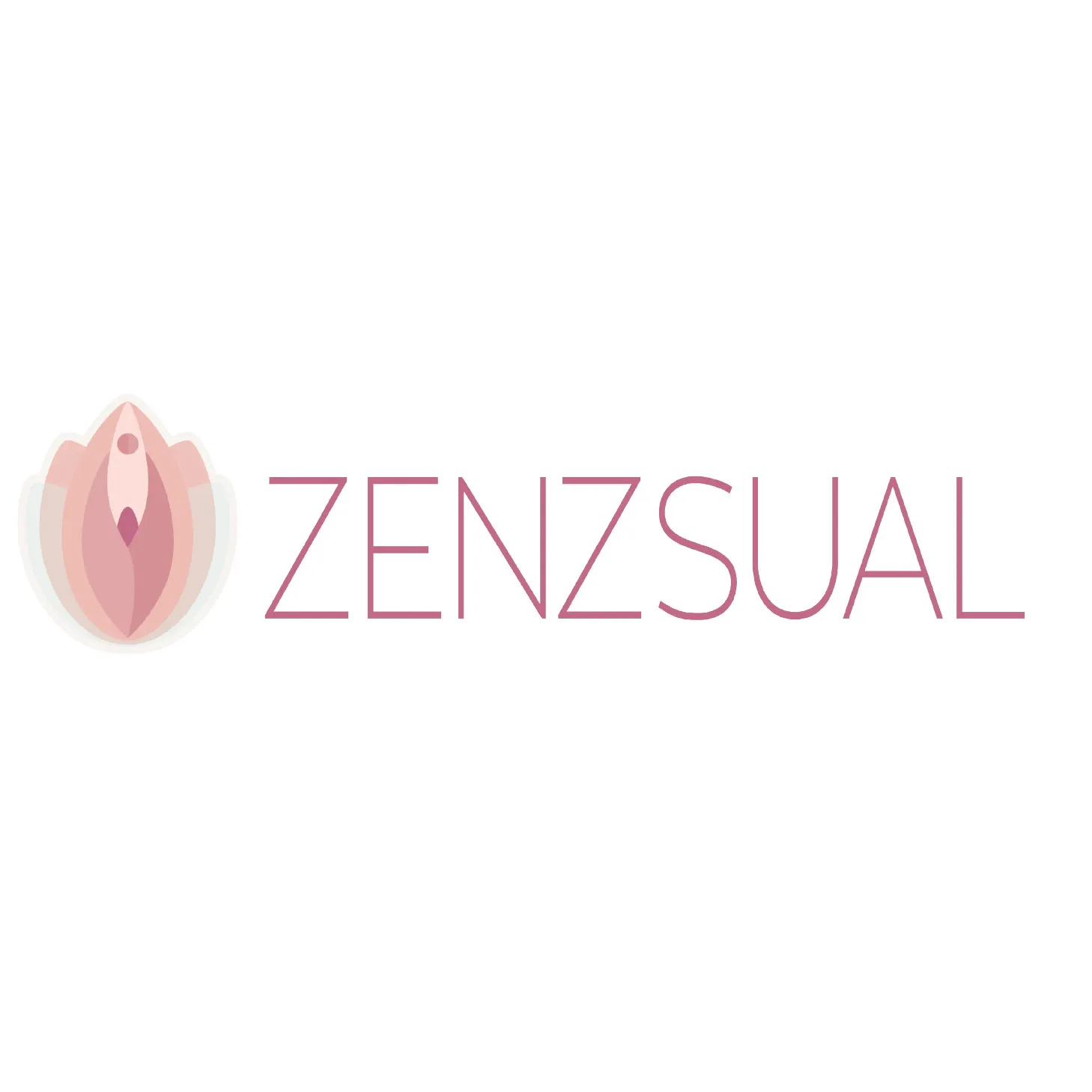 Zenzsual logo with stylized pink lotus flower icon to the left of the text.