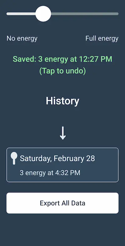 Spoons autism energy tracker local-first data storage with export functionality
