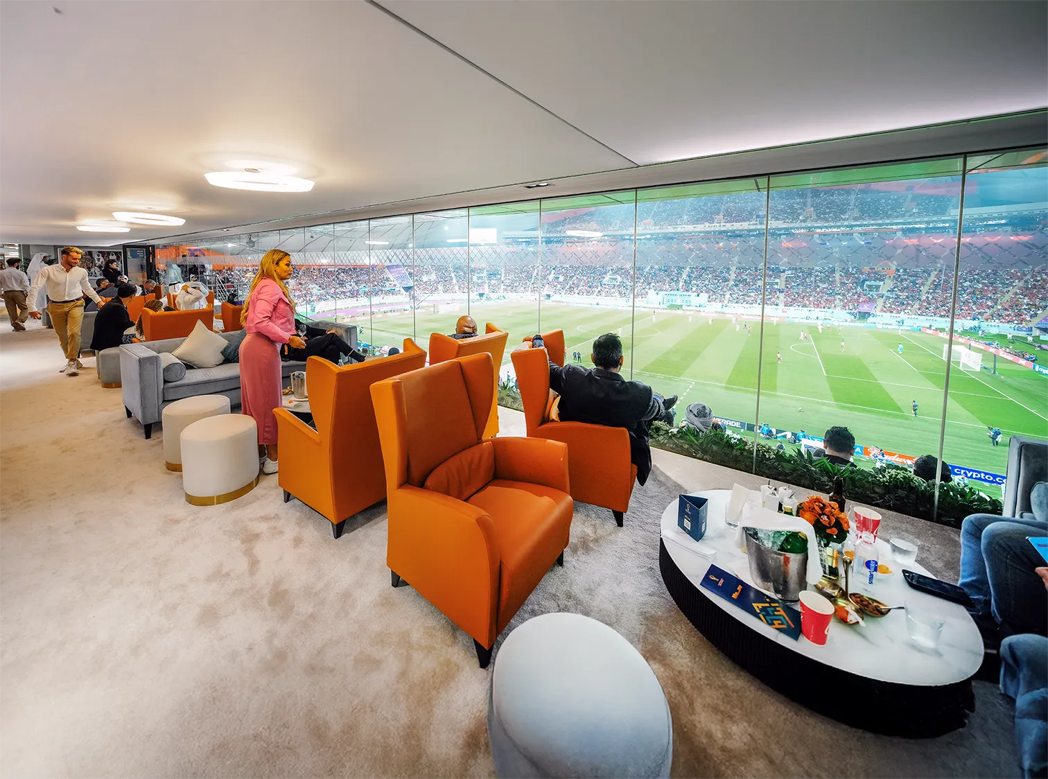 Premium VIP area at the stadium offering a comfortable view of the football match