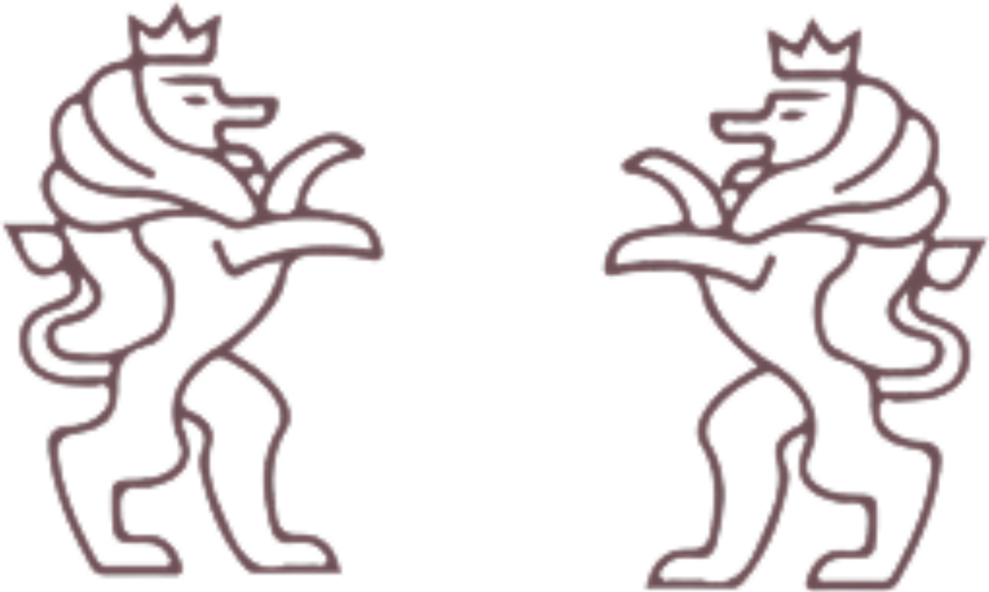 Mirrored stylized lions with crowns.