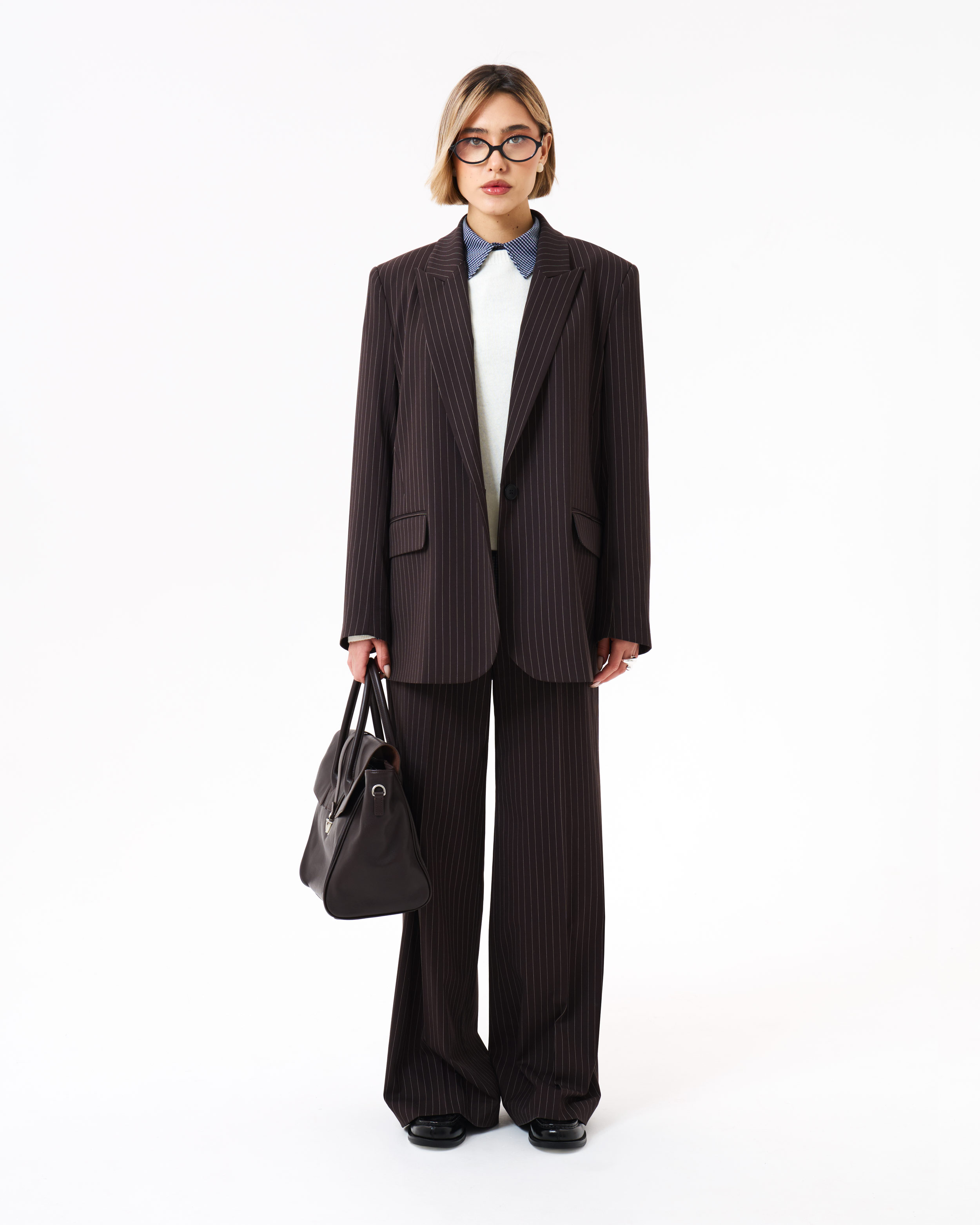 Шоколадный жакет в полоску