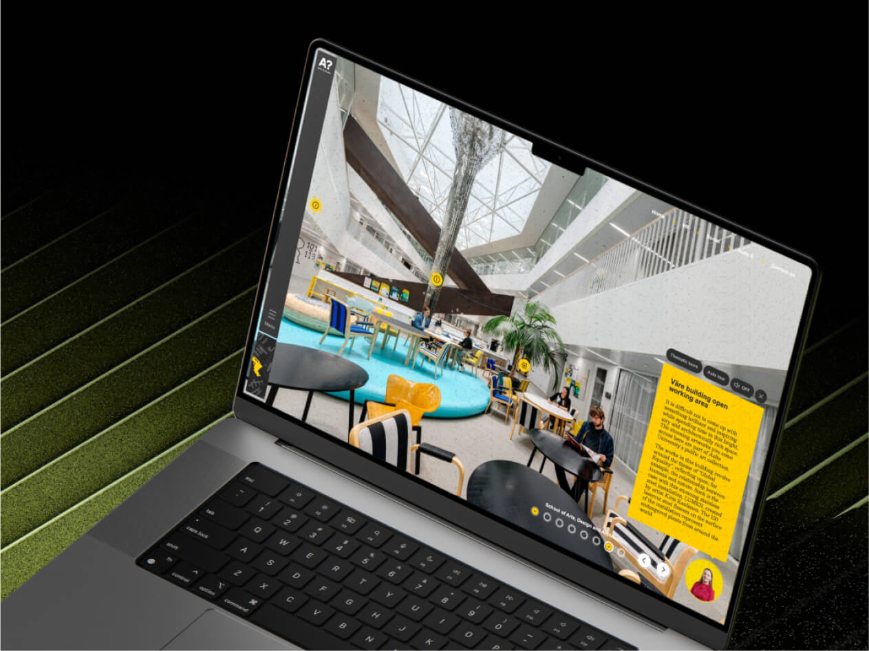 Aalto ülikooli virtuaaltuuri veebidisain