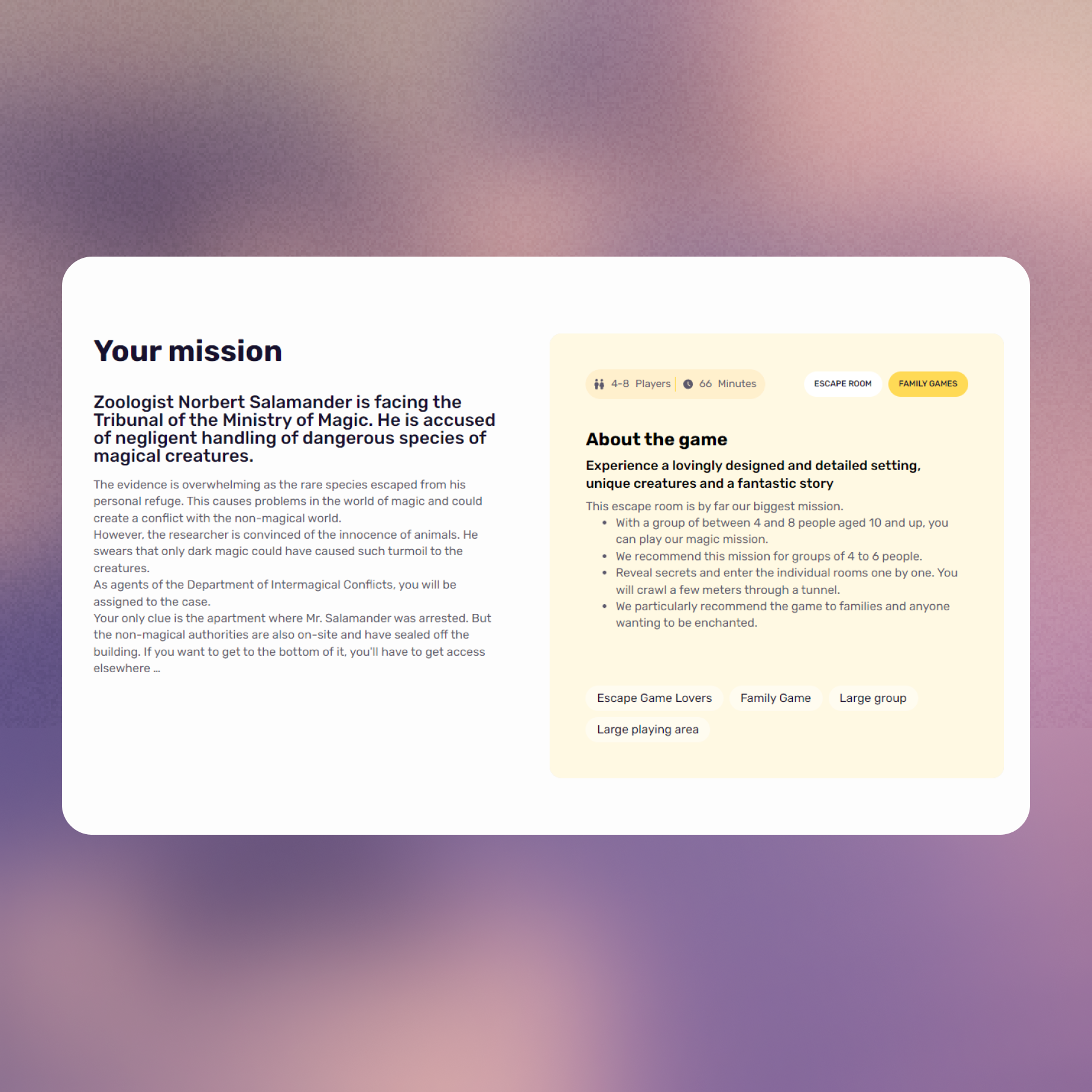 Exit-Game Webflow website mockup 1
