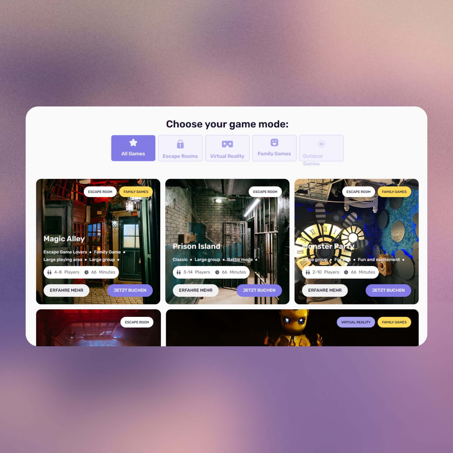 Exit-Game Webflow website mockup 2