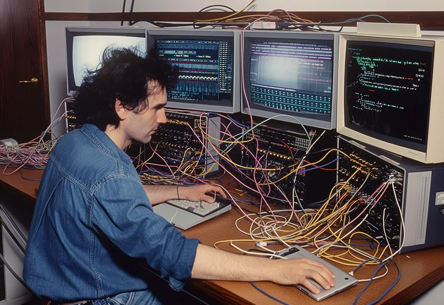 A person working on computer