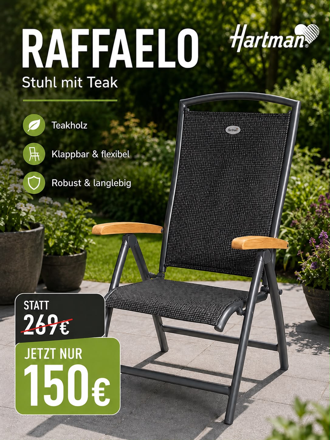 Raffaelo Recliner mit Teakarmlehne