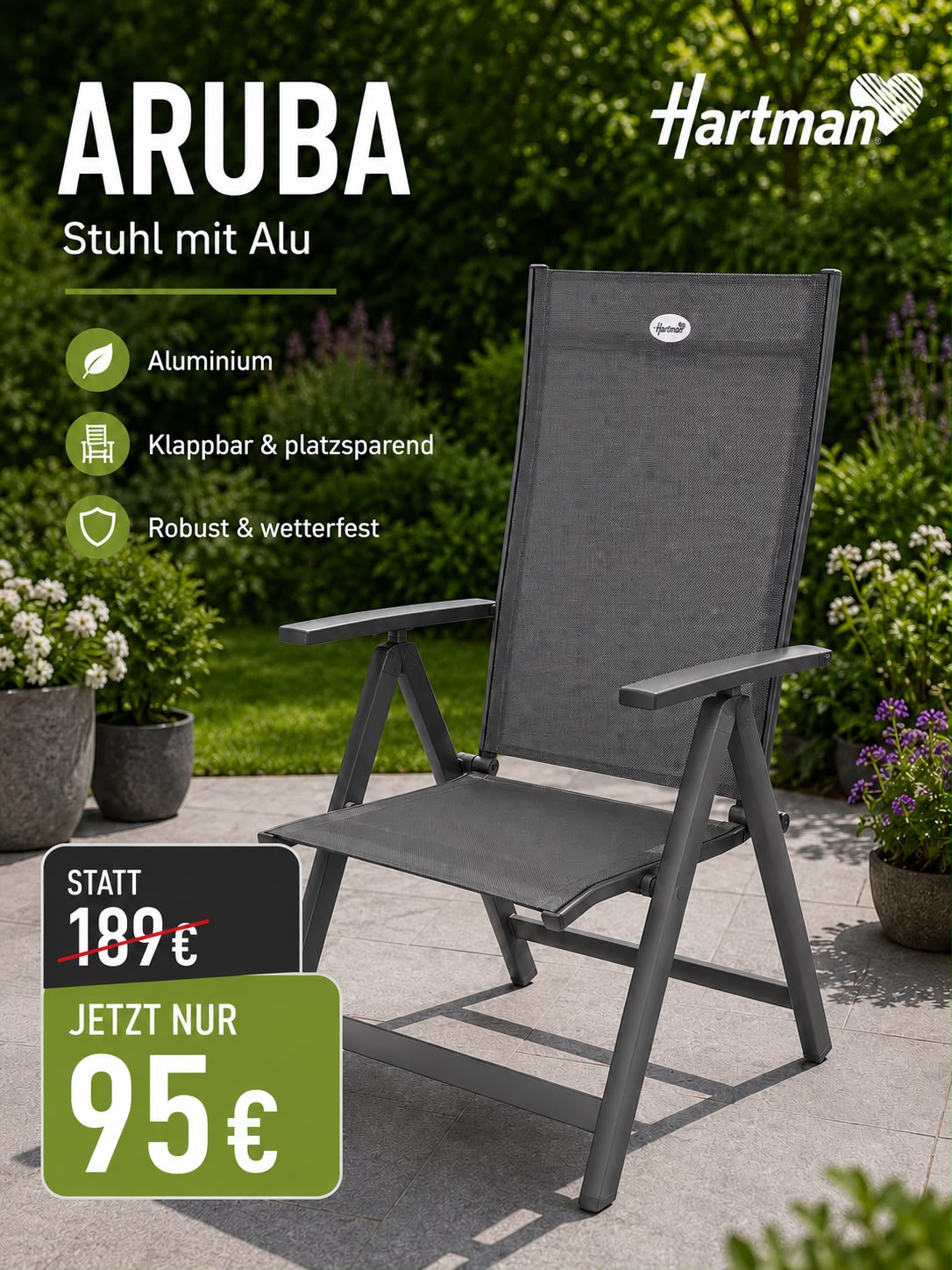 Aruba Recliner Aluminium Tex