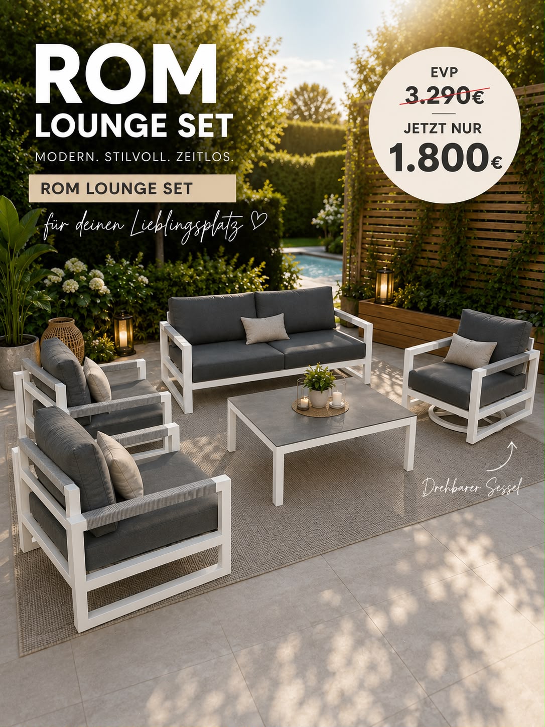 Rom Lounge Set Rope Aluminium