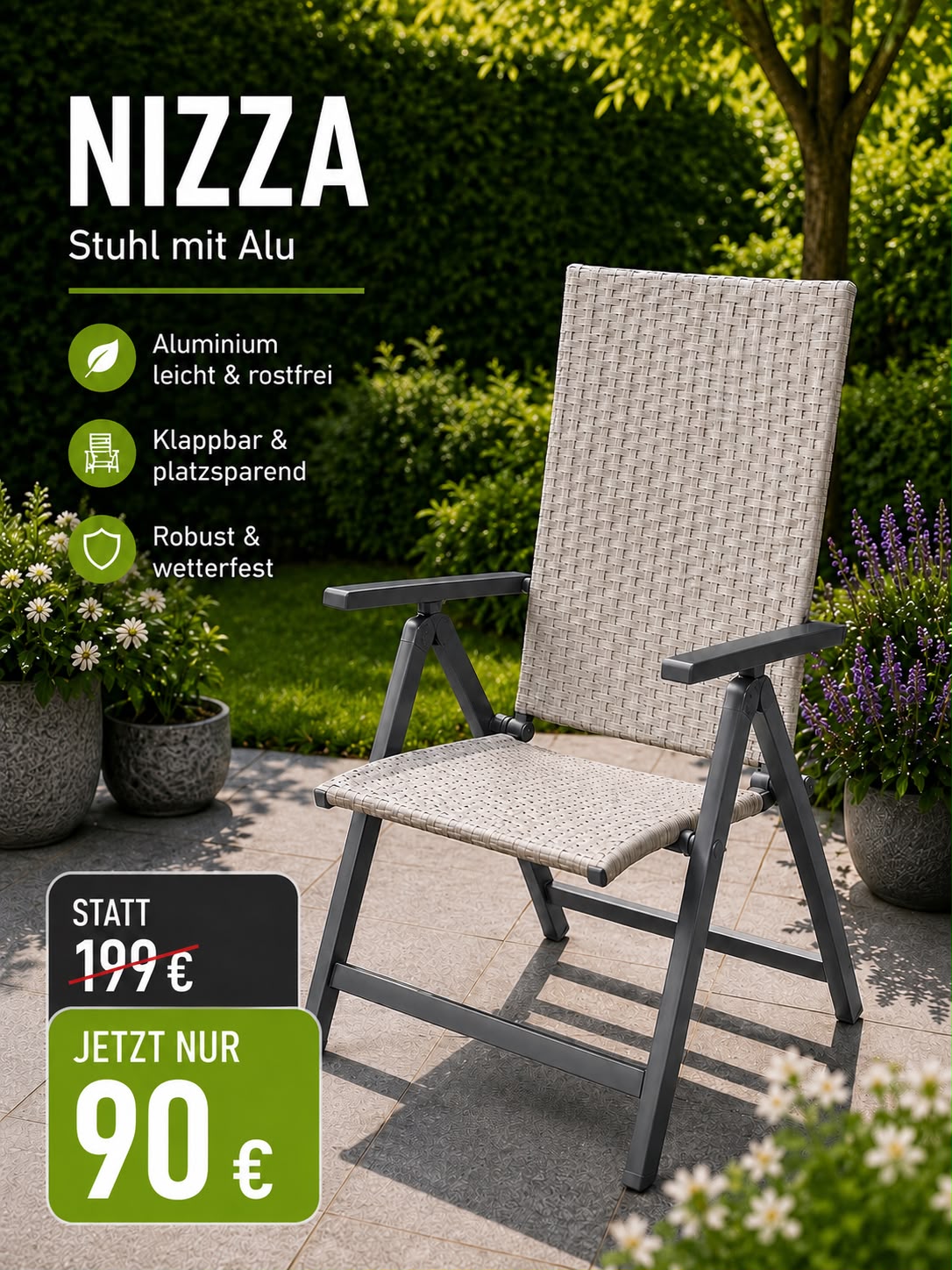 Nizza Recliner Stuhl mit Geflecht