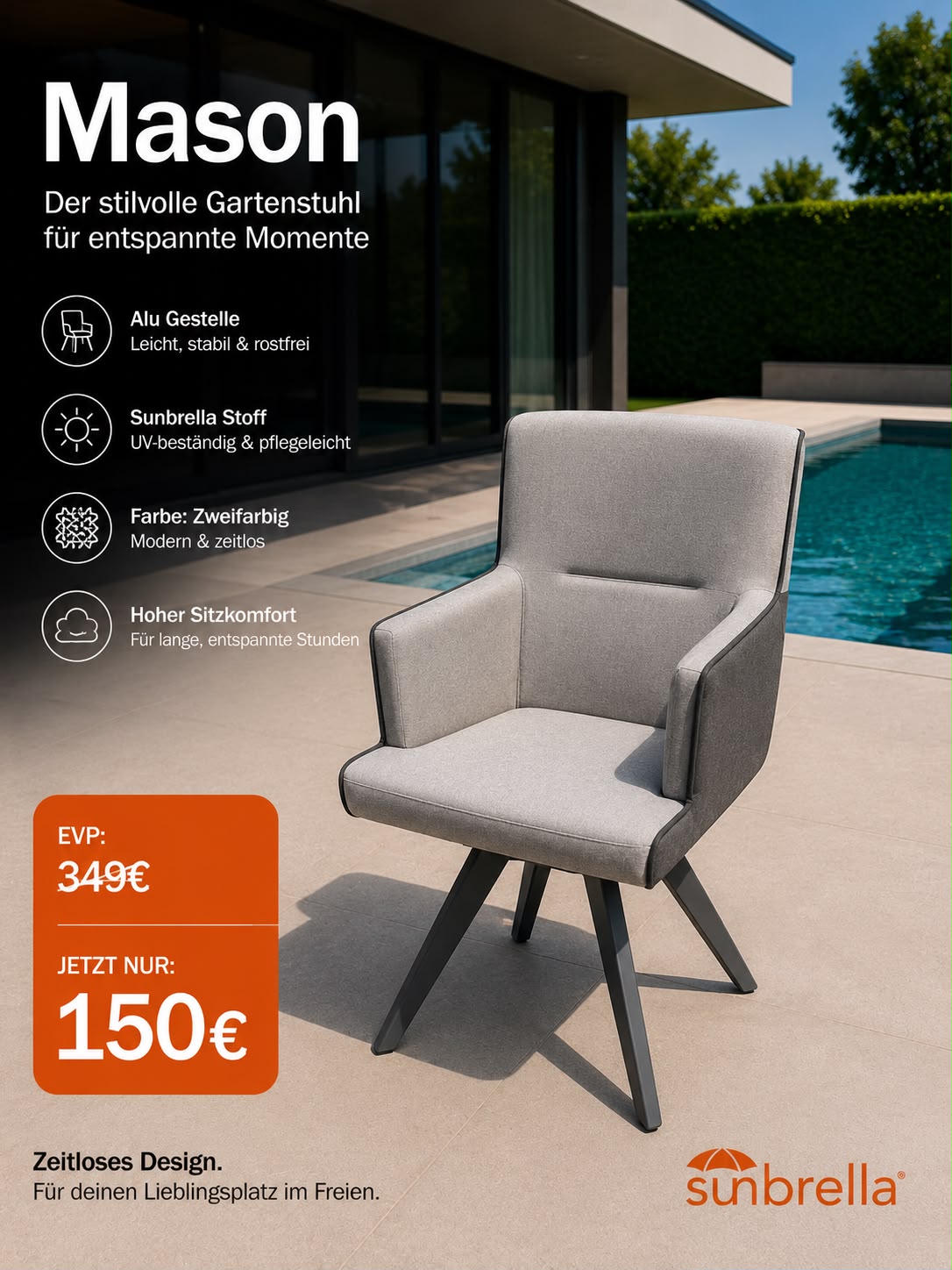 Mason Sunbrella Dining 2 Farbig nicht drehbar