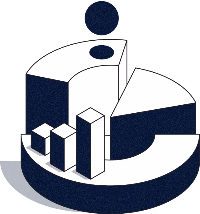 A graphical illustration depicting a circular pie chart which tells that Levo is suited for businesses if different scales and needs.