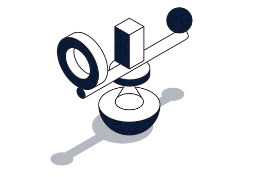 Illustration of balancing scales with endpoint icons symbolizing value-based per-endpoint pricing model.