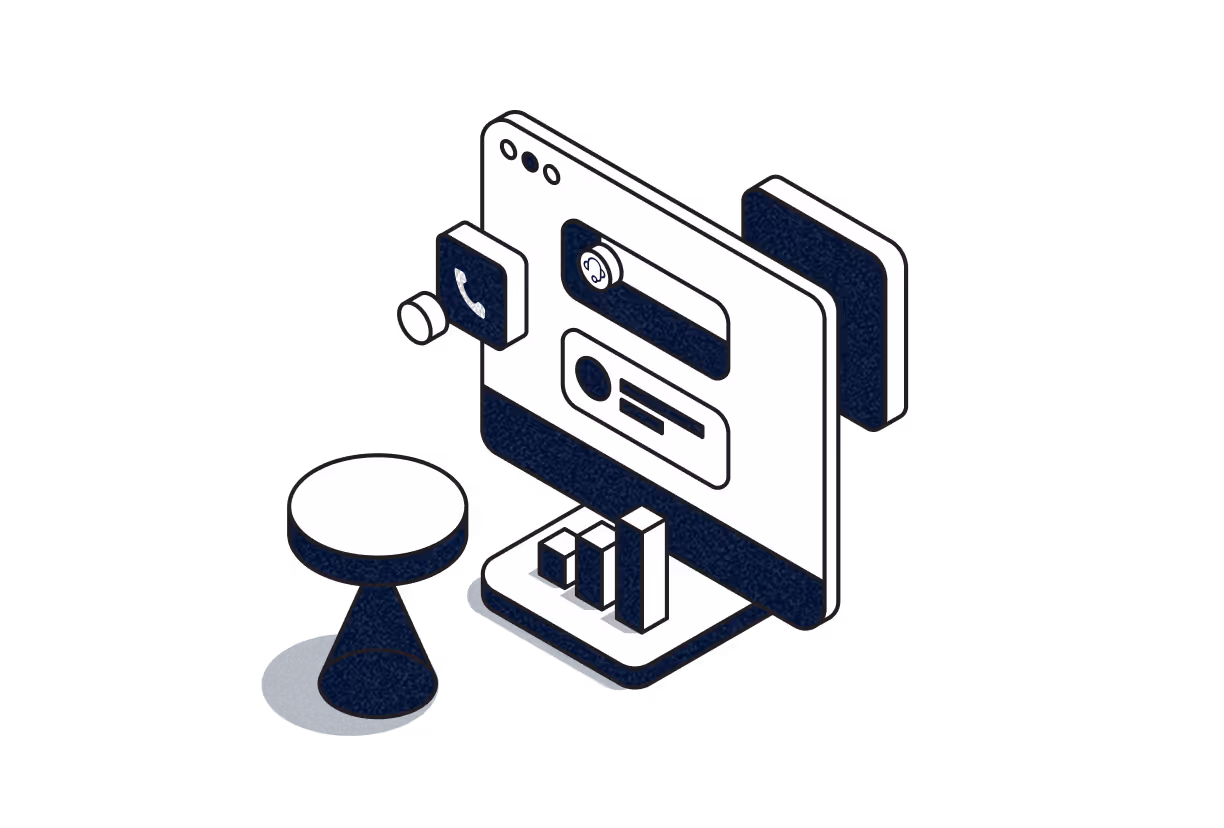 Illustration of a desktop monitor with headset and support icons representing customized technical support services