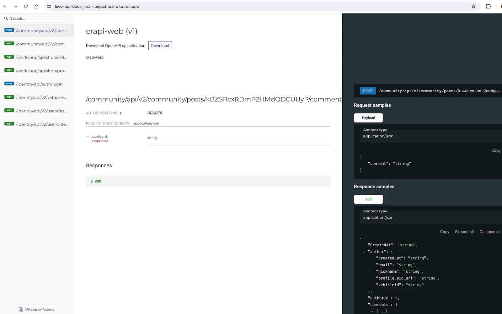 API Documentation auto-generated by Levo.ai