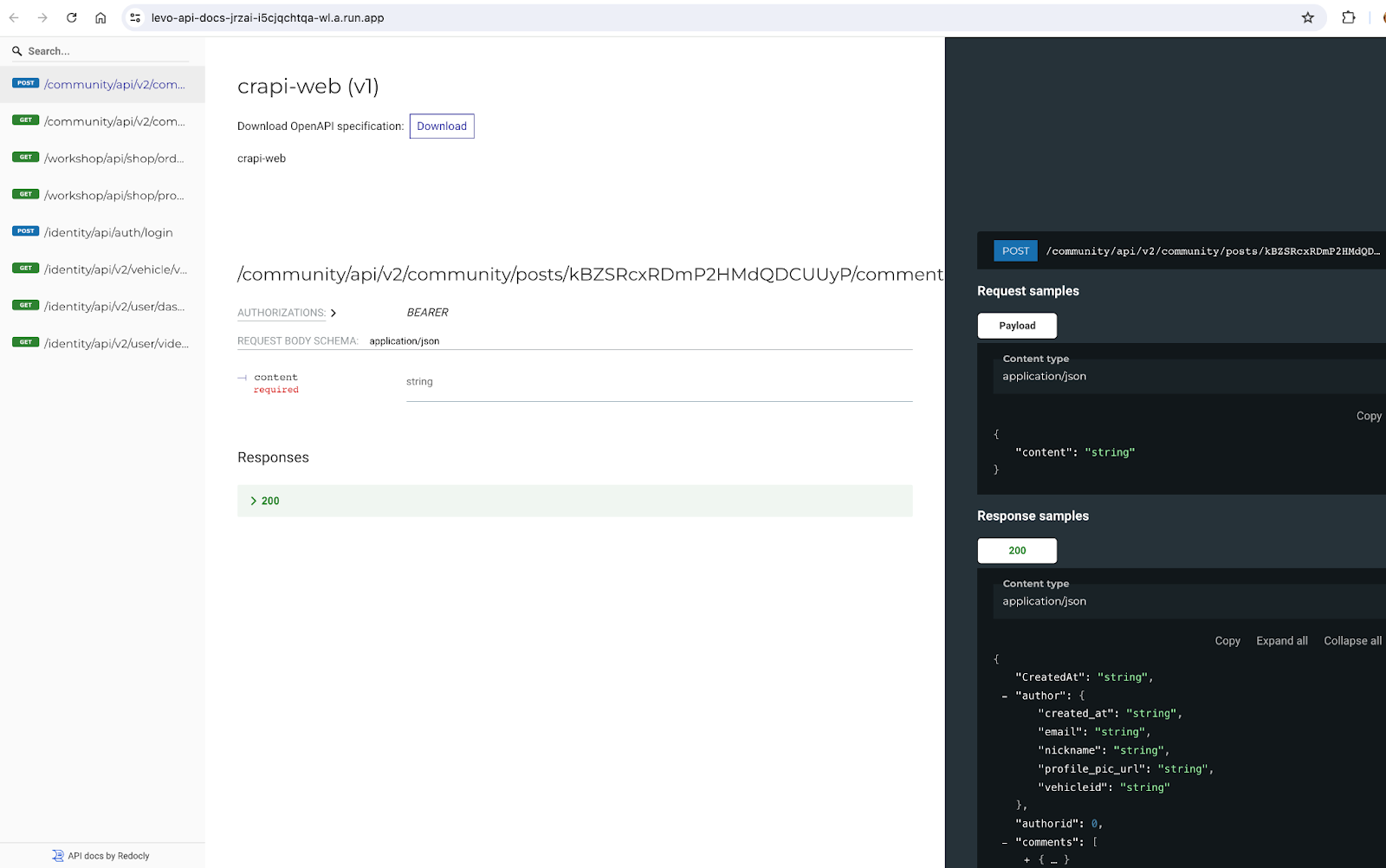 API Documentation auto-generated by Levo.ai