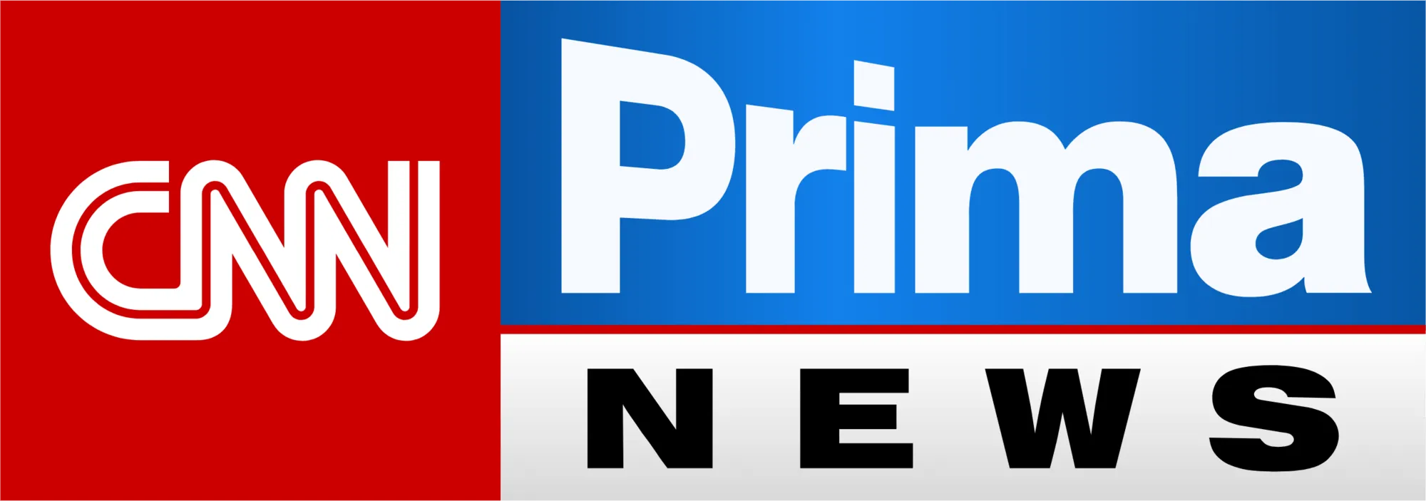 CNN Prima News logo with CNN in white on red and Prima News in white and black on blue and white background.
