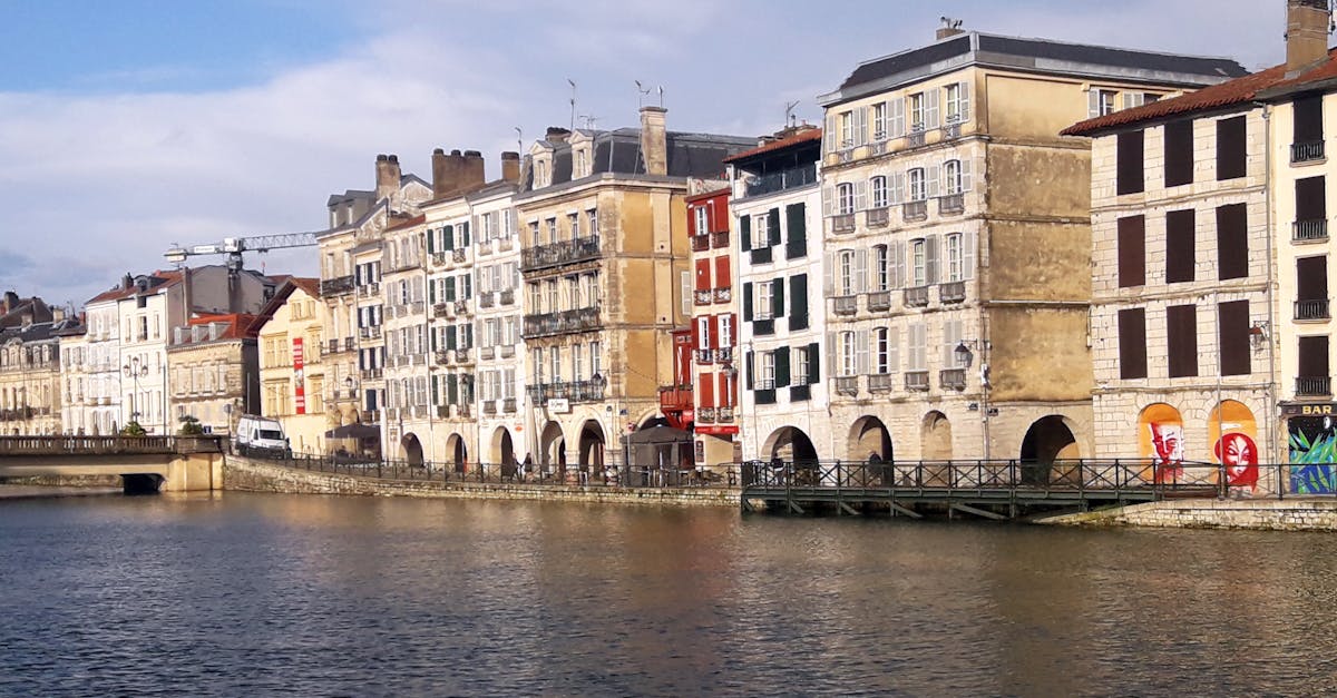 Vue sur la Nive à Bayonne avec les maisons colorées du Petit Bayonne
