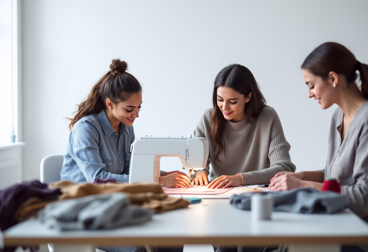 image of sewing class in session