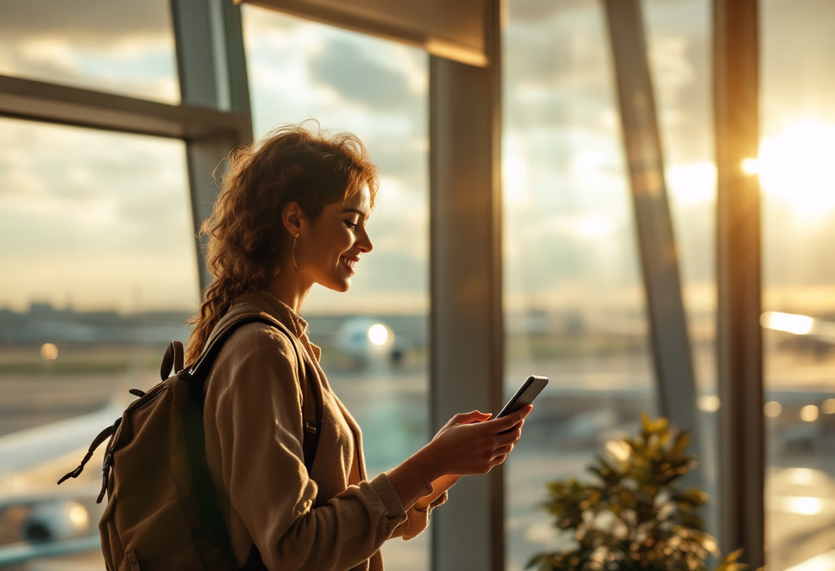 image of a traveler using a mobile app