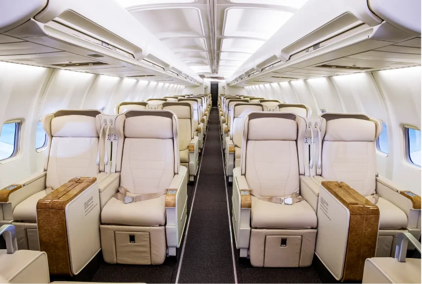 Condé Nast Traveler feature showing a first-class cabin—press tile.