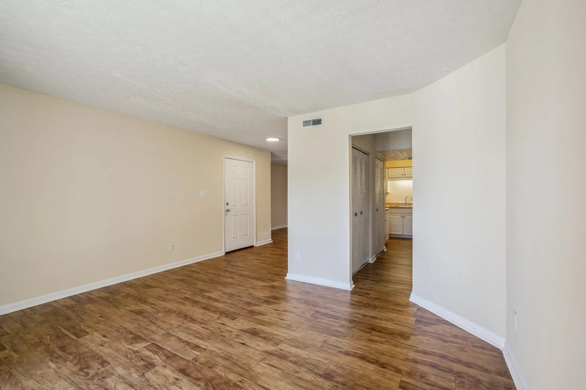 Renovated living room with staged furniture at Aztec Villa