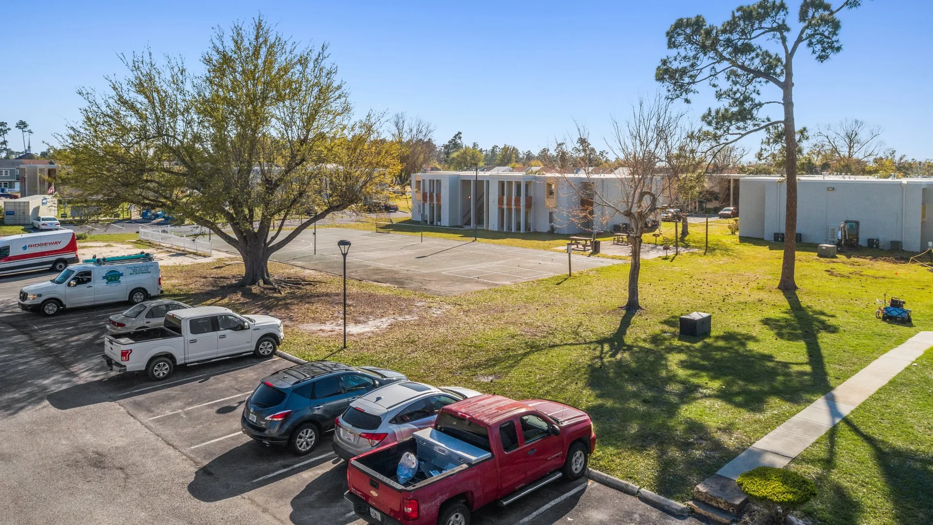 Shuffleboard court and BBQ picnic area at Aztec Villa