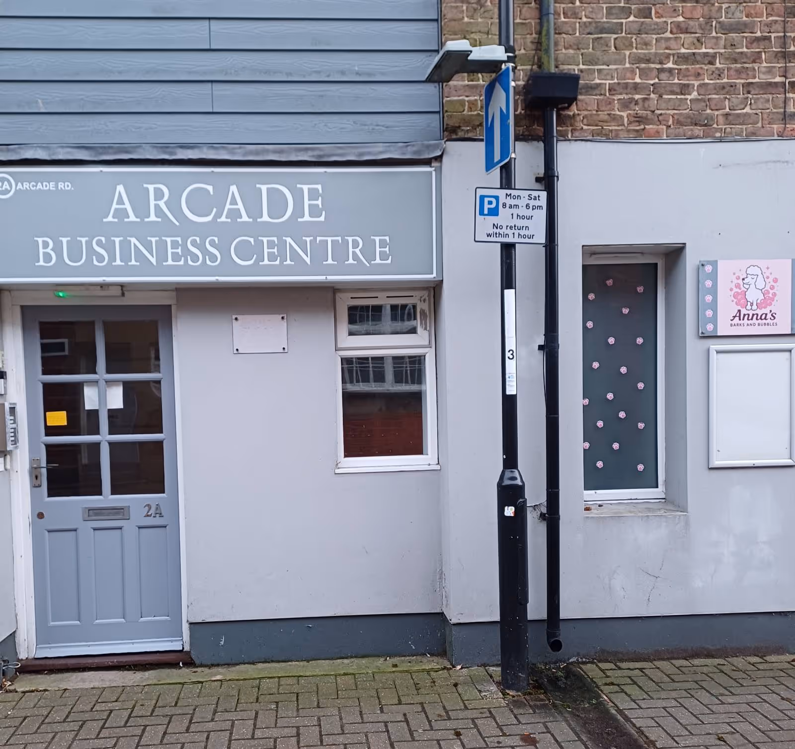Exterior of Arcade Business Centre in Littlehampton, home to private counselling rooms for individuals and couples seeking professional support from Caroline Neilson.