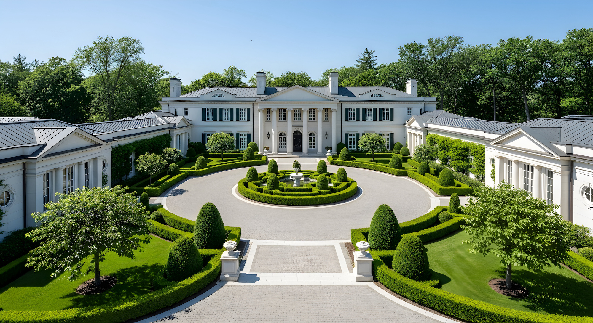 Luxury estate with landscaped gardens and grand wrap-around driveway — Solara Society household management services