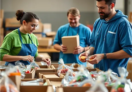 Harvest farms food bank support people handing out food kits