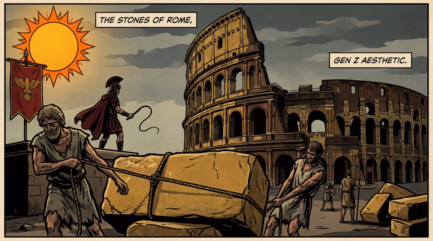 Enslaved people building the Roman Colosseum