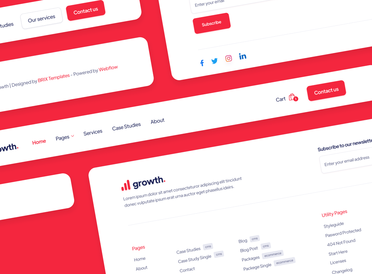 Headers And Footers - Growth Webflow Template