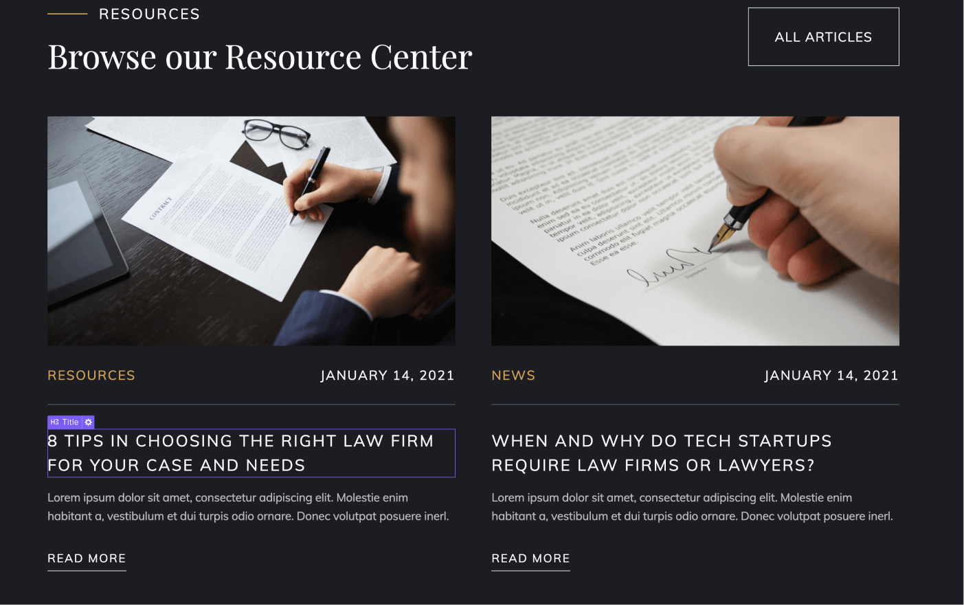 Dynamic Content - Lawyer Webflow Template