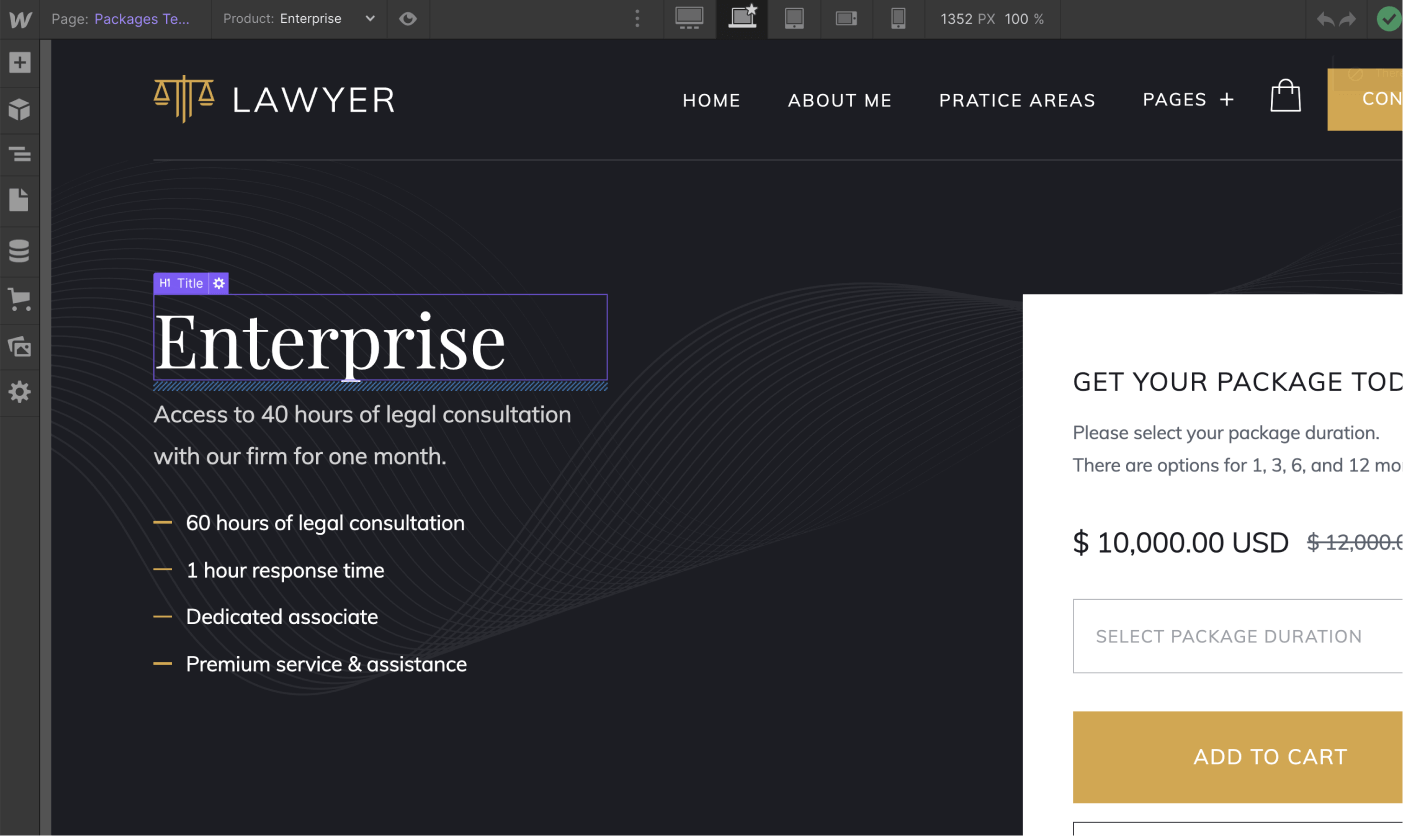 eCommerce Page - Lawyer Webflow Template