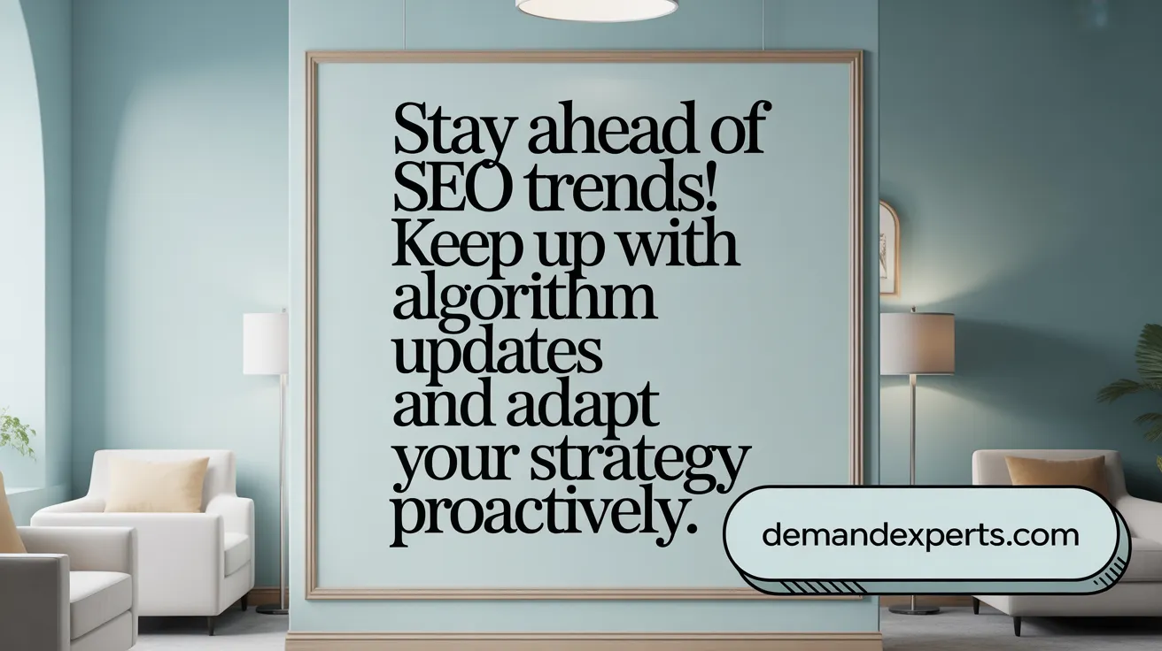 Stay Ahead of SEO Trends! Keep up with algorithm updates and adapt your strategy proactively.