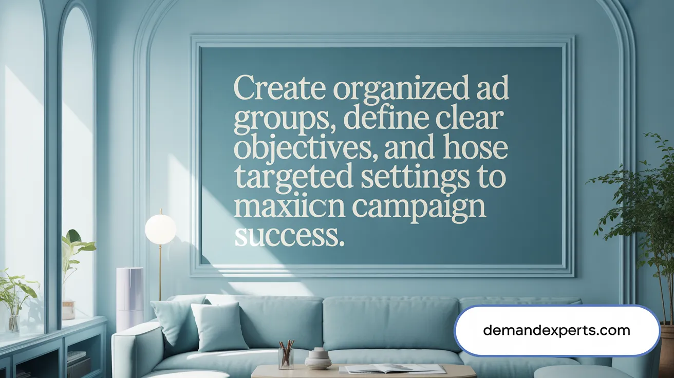 Create organized ad groups, define clear objectives, and choose targeted settings to maximize campaign success.