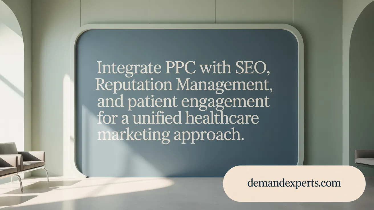 Integrate PPC with SEO, reputation management, and patient engagement for a unified healthcare marketing approach.
