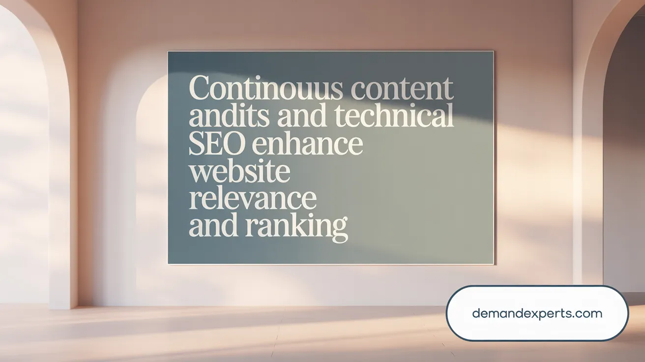 Continuous content audits and technical SEO enhance website relevance and ranking