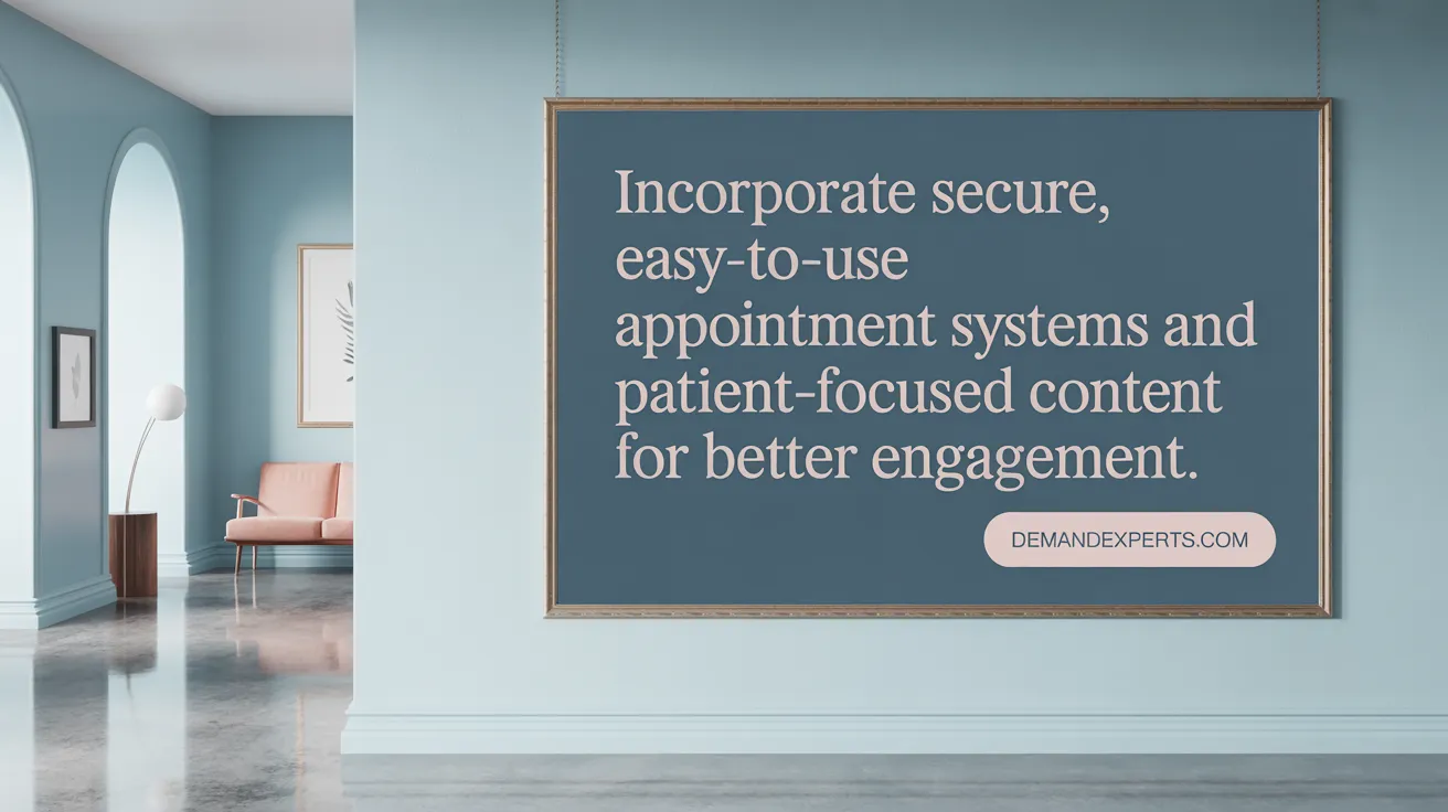 Incorporate secure, easy-to-use appointment systems and patient-focused content for better engagement.