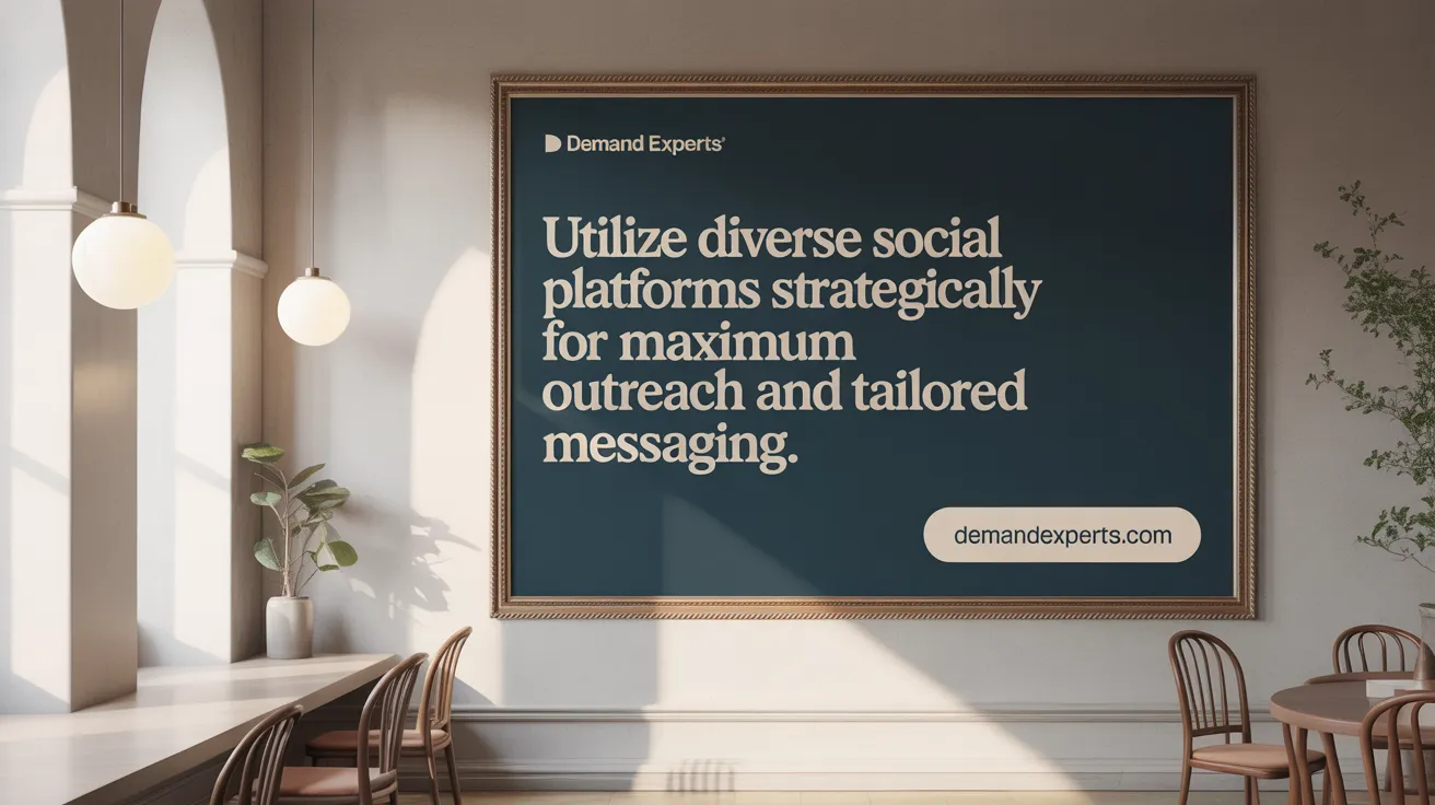 Utilize diverse social platforms strategically for maximum outreach and tailored messaging.