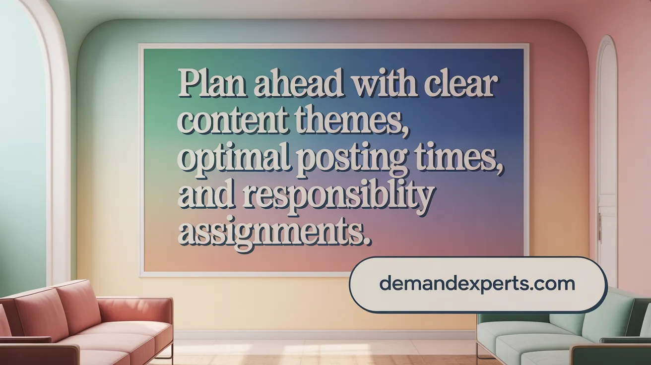 Plan ahead with clear content themes, optimal posting times, and responsibility assignments.